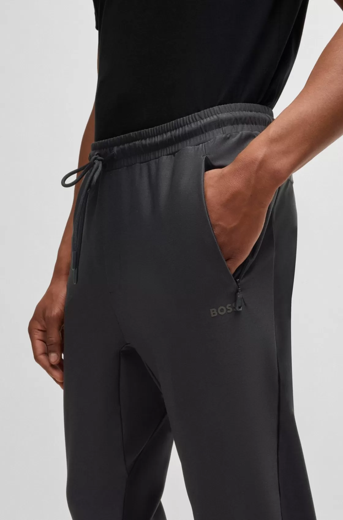 HUGO BOSS Active-stretch Tracksuit Bottoms With Decorative Reflective Details Black Best Sale