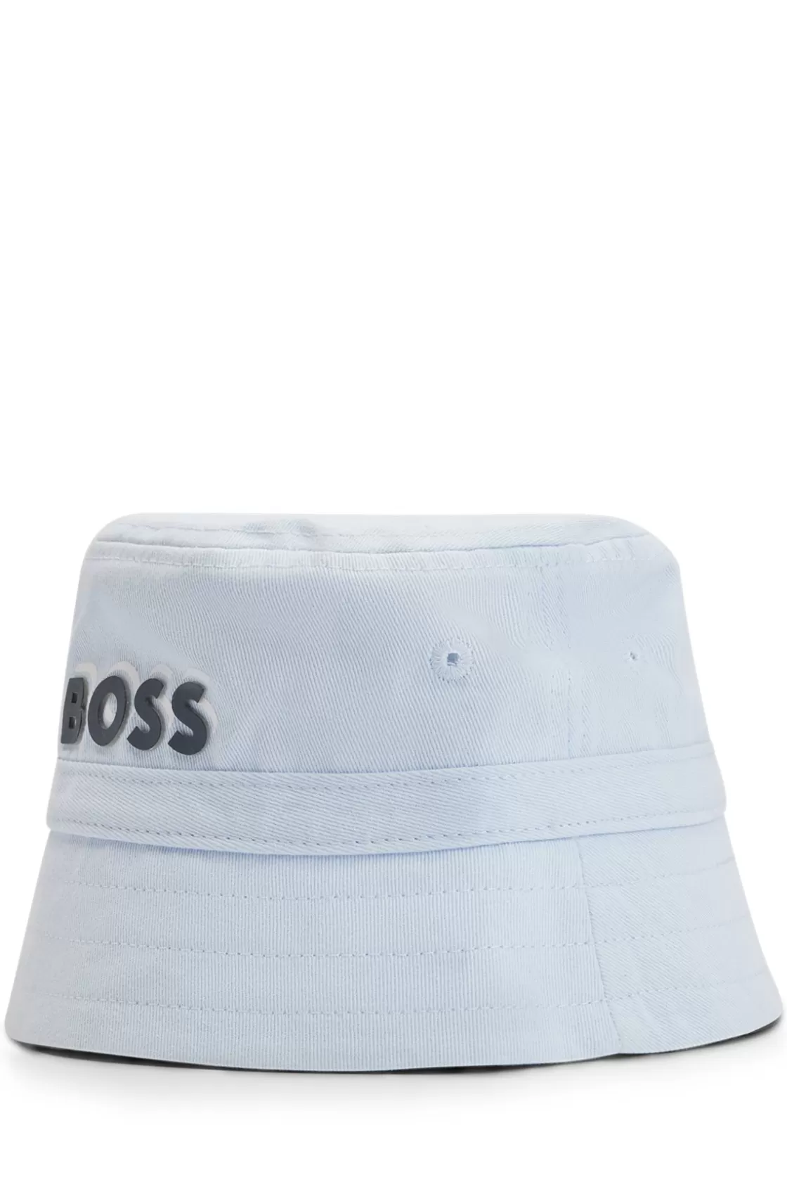 HUGO BOSS Baby Bucket Hat In Cotton Twill With Logo Print Light Blue Fashion