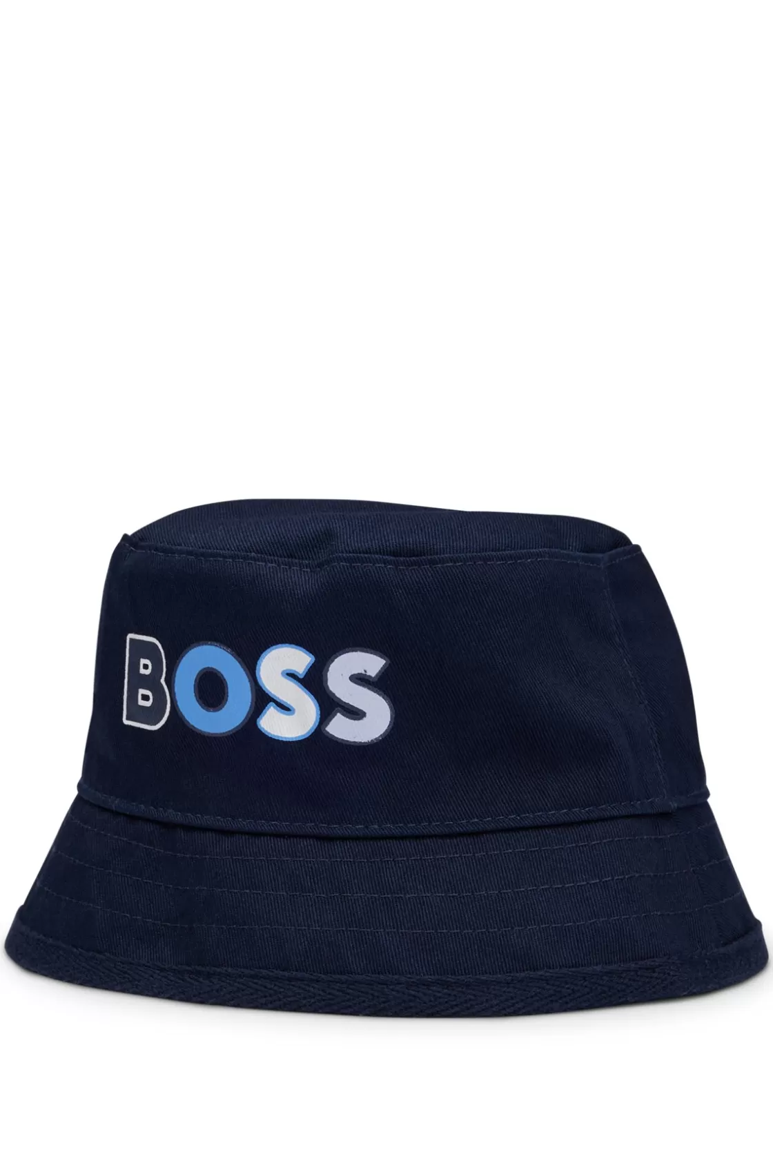 HUGO BOSS Baby Bucket Hat With Multi-colored Logo Print Dark Blue Store