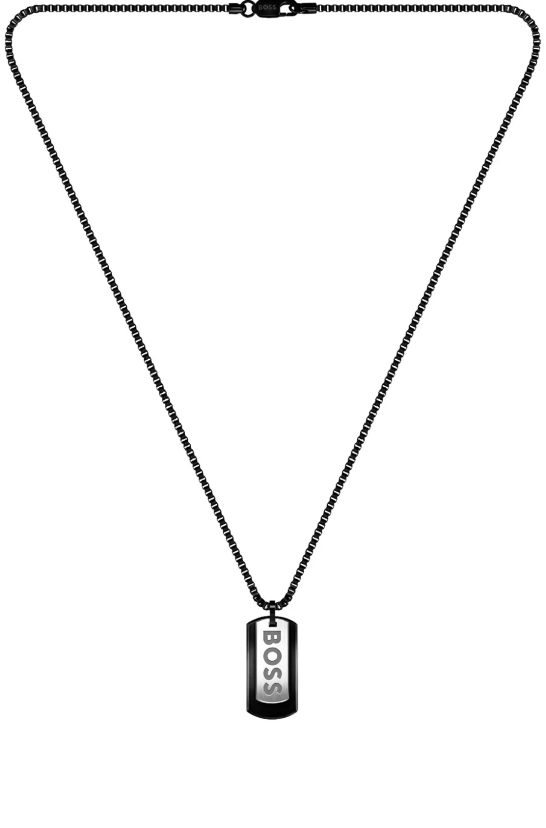 HUGO BOSS Black-steel Necklace With Double-tag Logo Pendant Assorted-Pre-Pack Store
