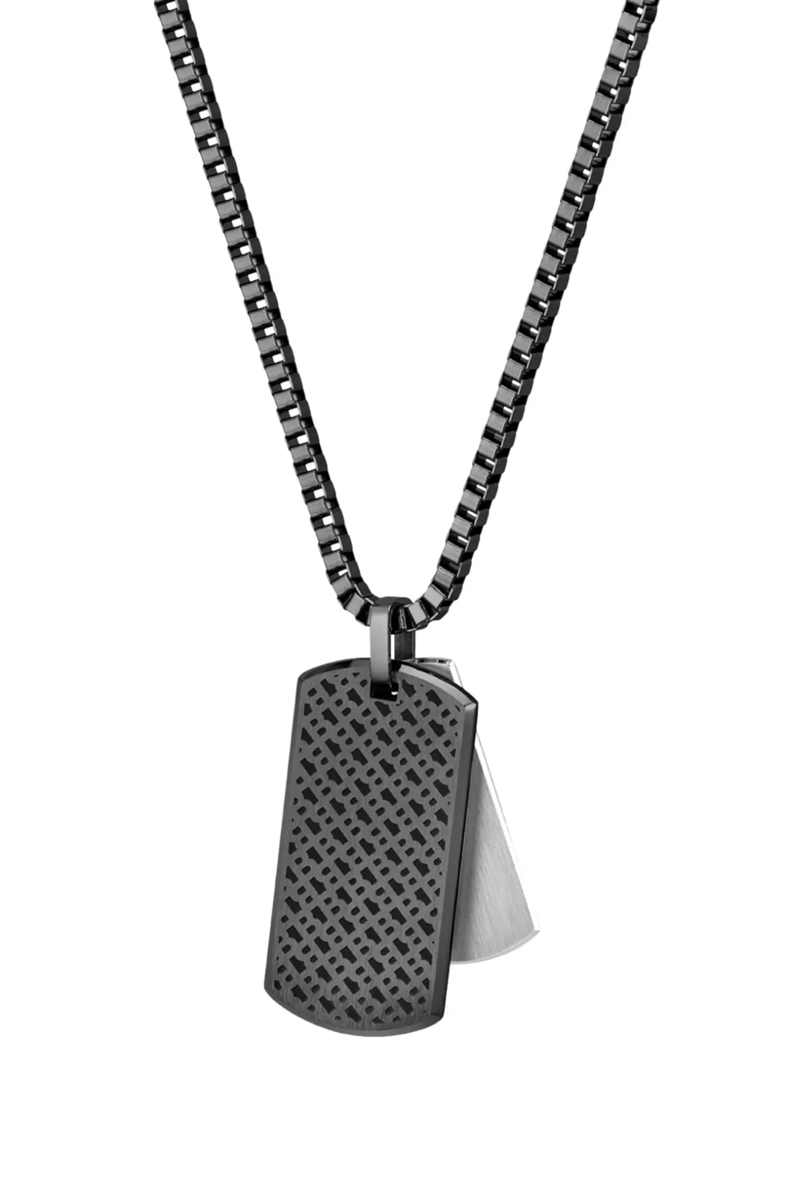 HUGO BOSS Black-steel Necklace With Double-tag Logo Pendant Assorted-Pre-Pack Store