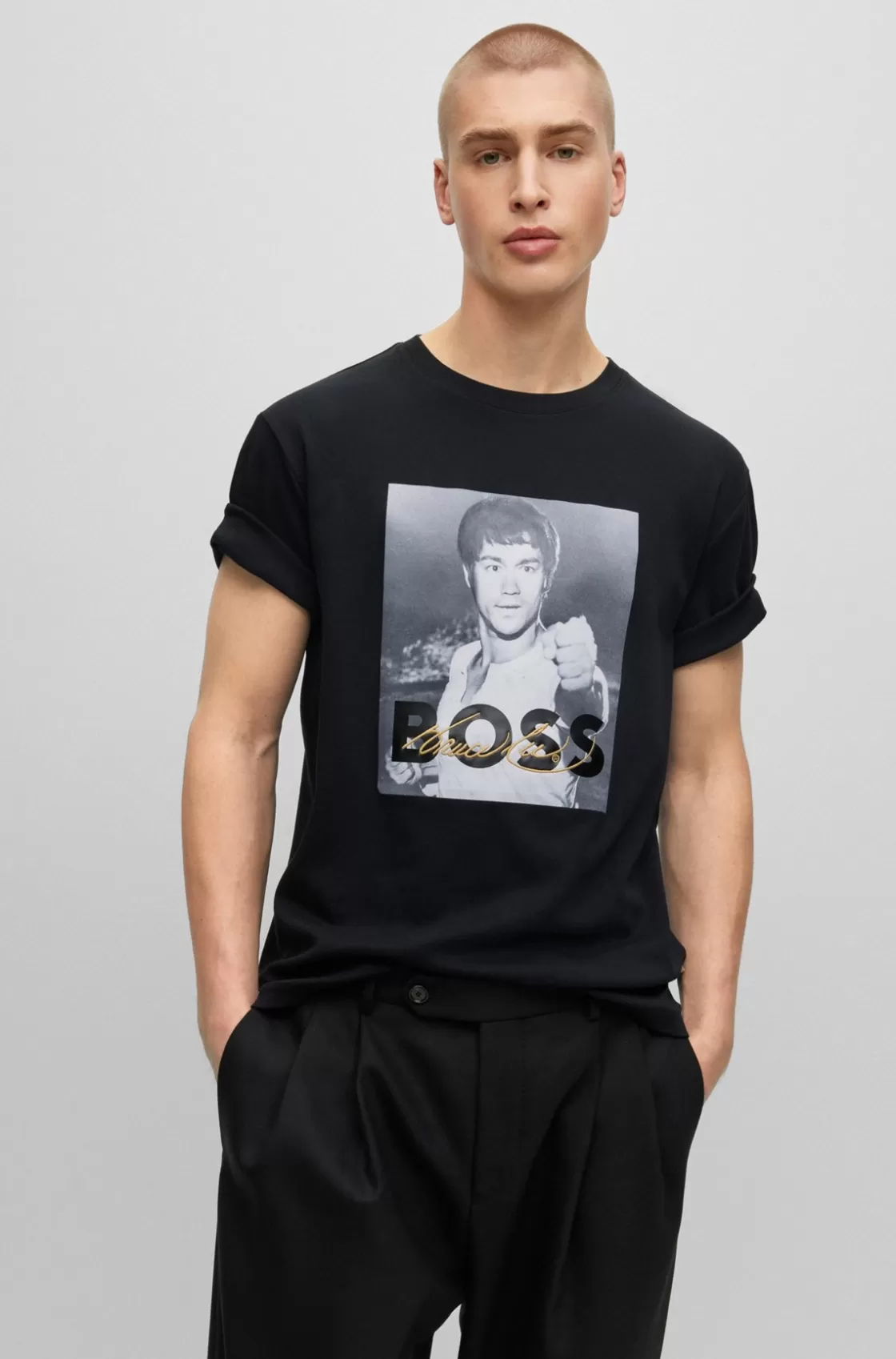 HUGO BOSS BOSS X Bruce Lee Gender-neutral T-shirt With Photo Artwork Black New