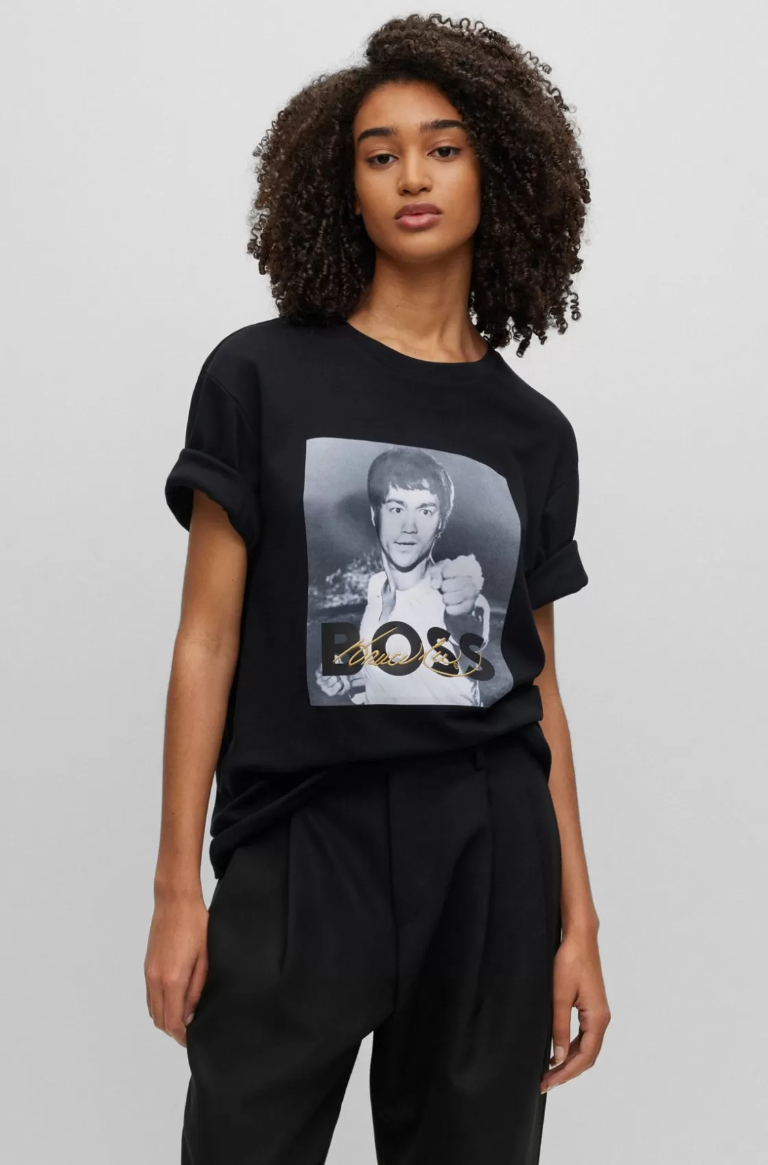 HUGO BOSS BOSS X Bruce Lee Gender-neutral T-shirt With Photo Artwork Black New