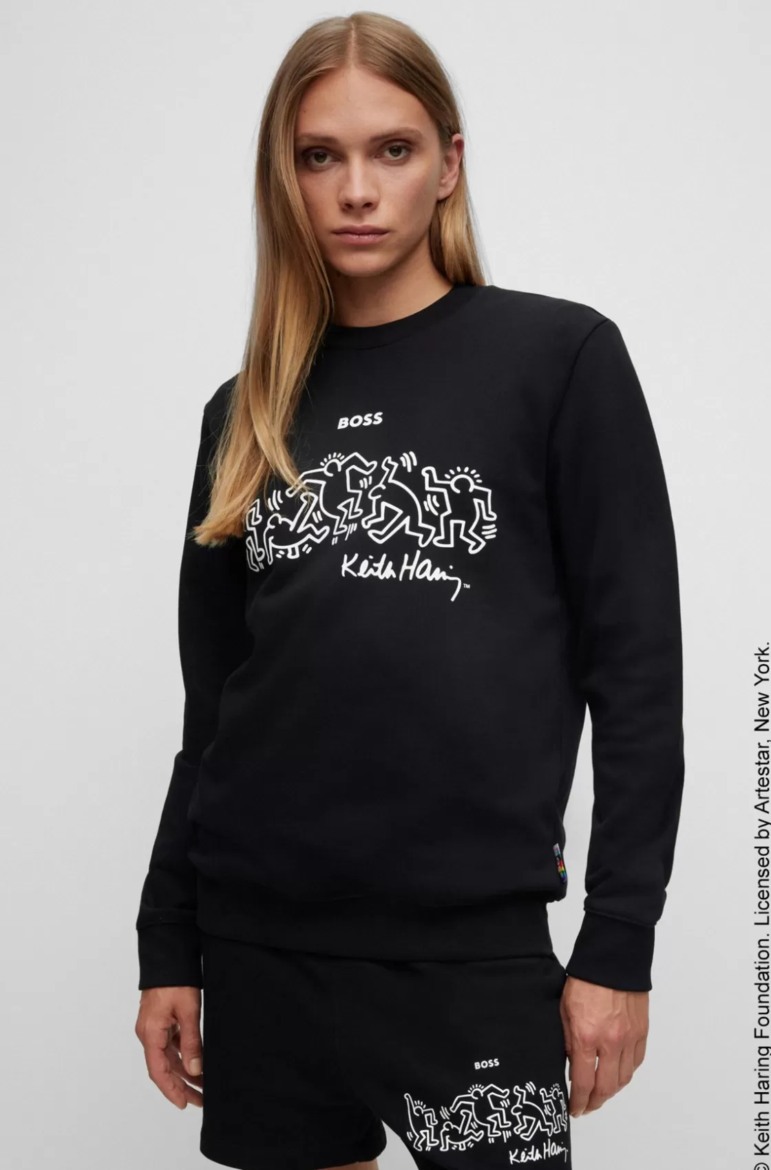 HUGO BOSS BOSS X Keith Haring Gender-neutral Cotton-blend Sweatshirt With Special Artwork Black Flash Sale