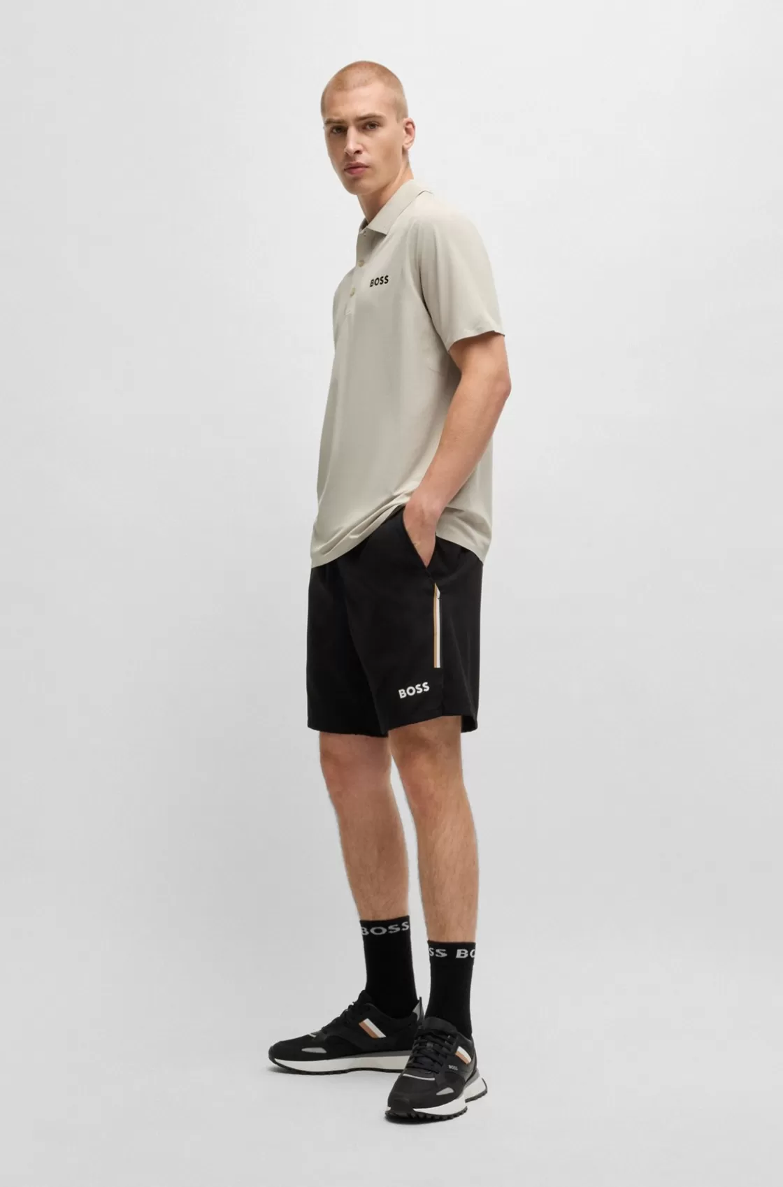 HUGO BOSS BOSS X Matteo Berrettini Slim-fit Polo Shirt With UV Protection Light Beige Shop