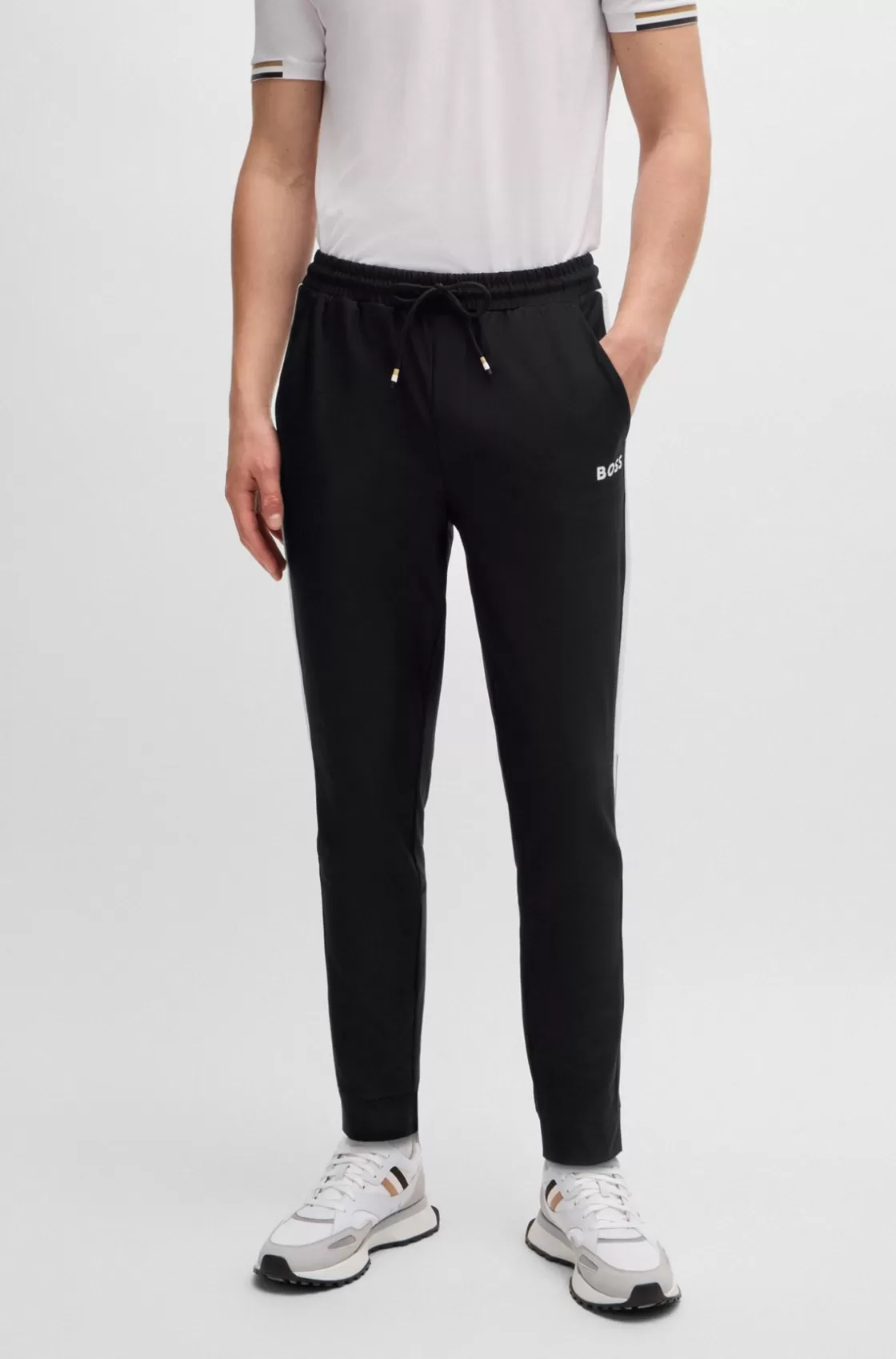 HUGO BOSS BOSS X Matteo Berrettini Tracksuit Bottoms With Contrast Tape And Branding Black Discount