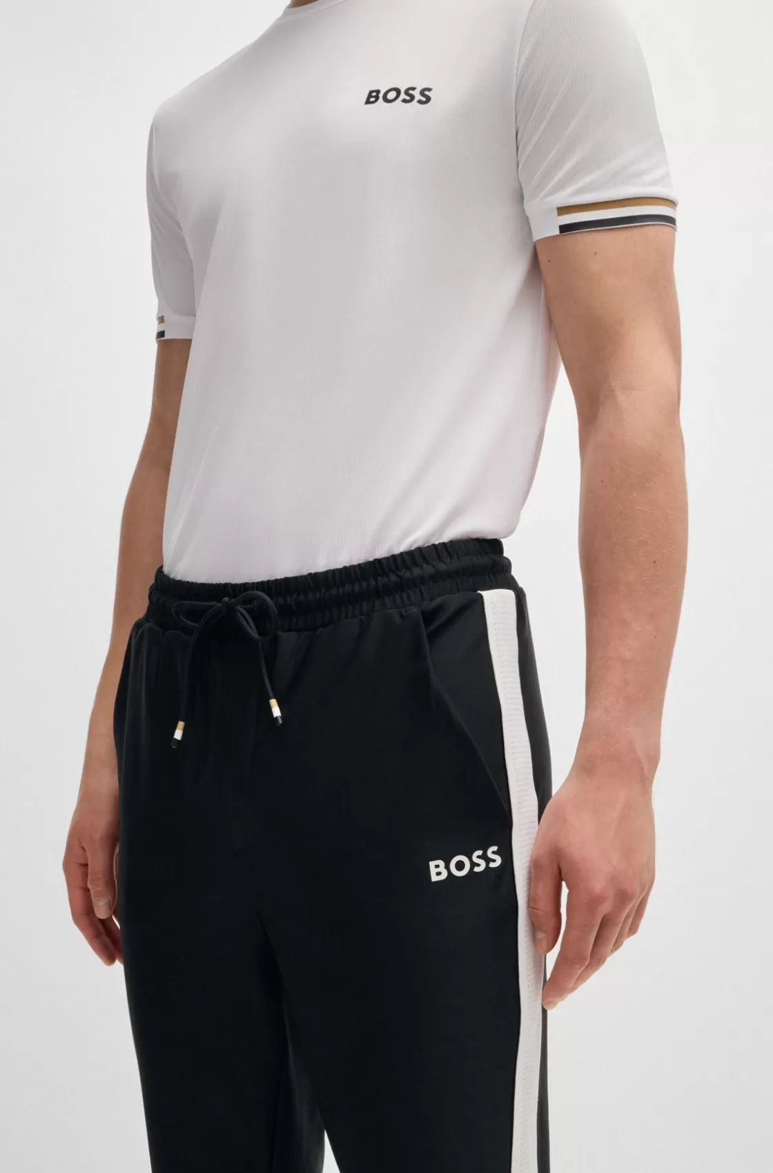 HUGO BOSS BOSS X Matteo Berrettini Tracksuit Bottoms With Contrast Tape And Branding Black Discount