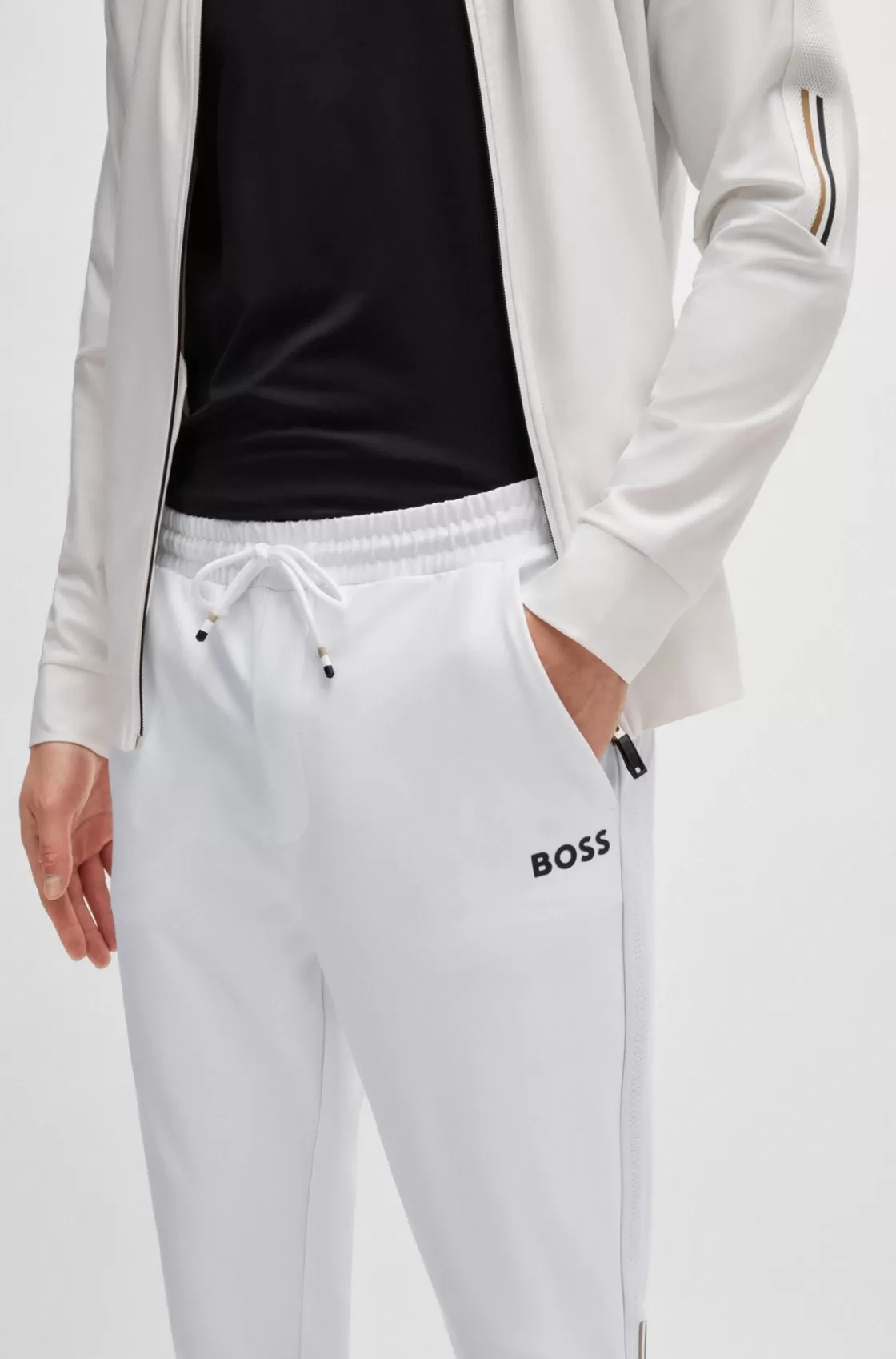 HUGO BOSS BOSS X Matteo Berrettini Tracksuit Bottoms With Contrast Tape And Branding White Best