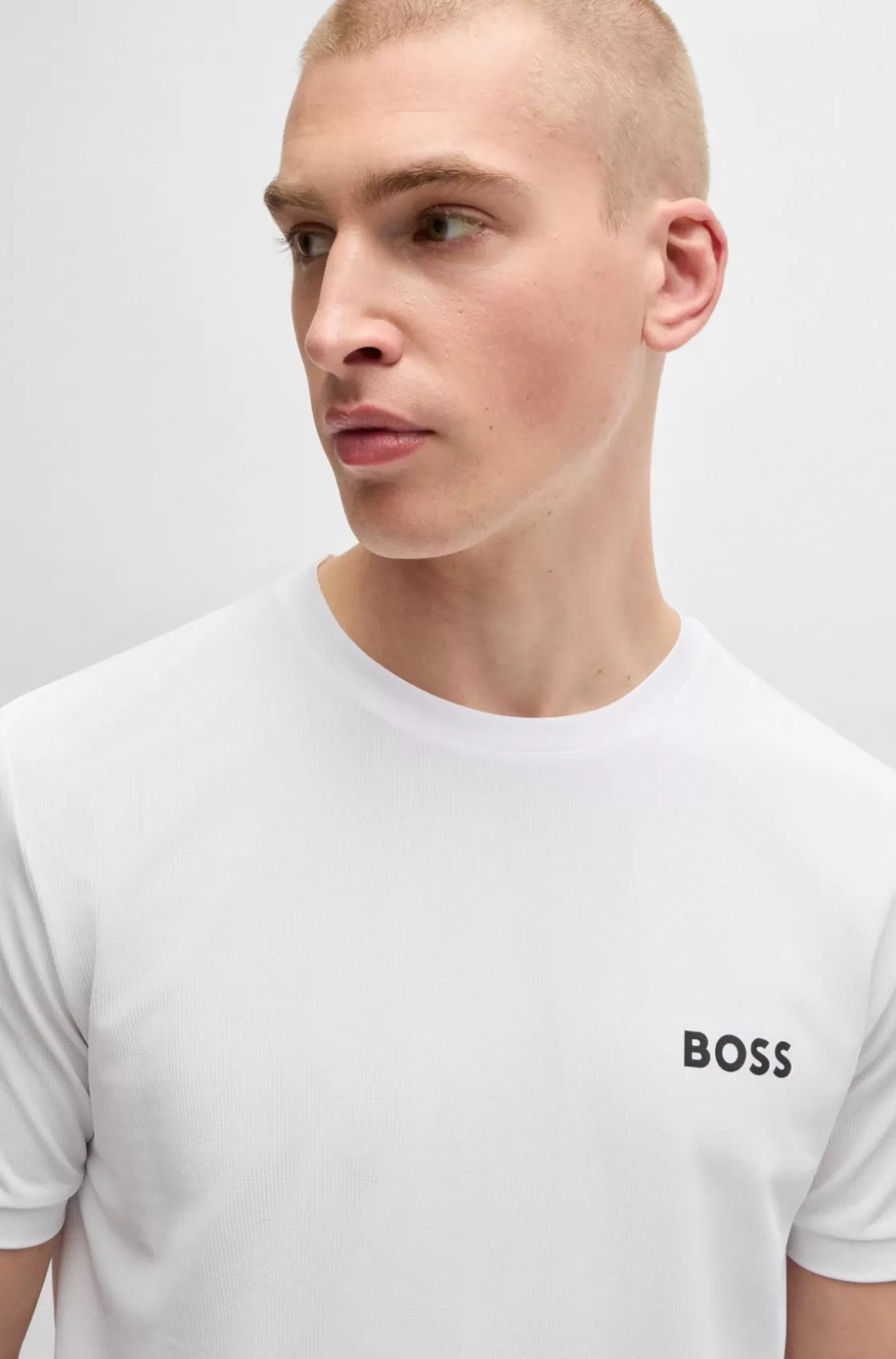 HUGO BOSS BOSS X Matteo Berrettini Waffle-fabric T-shirt With Signature-stripe Artwork White Discount