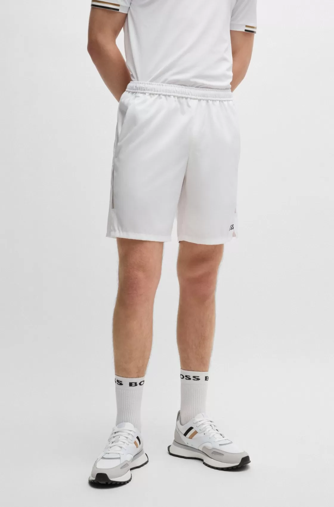 HUGO BOSS BOSS X Matteo Berrettini Water-repellent Shorts With Logo Print White Flash Sale