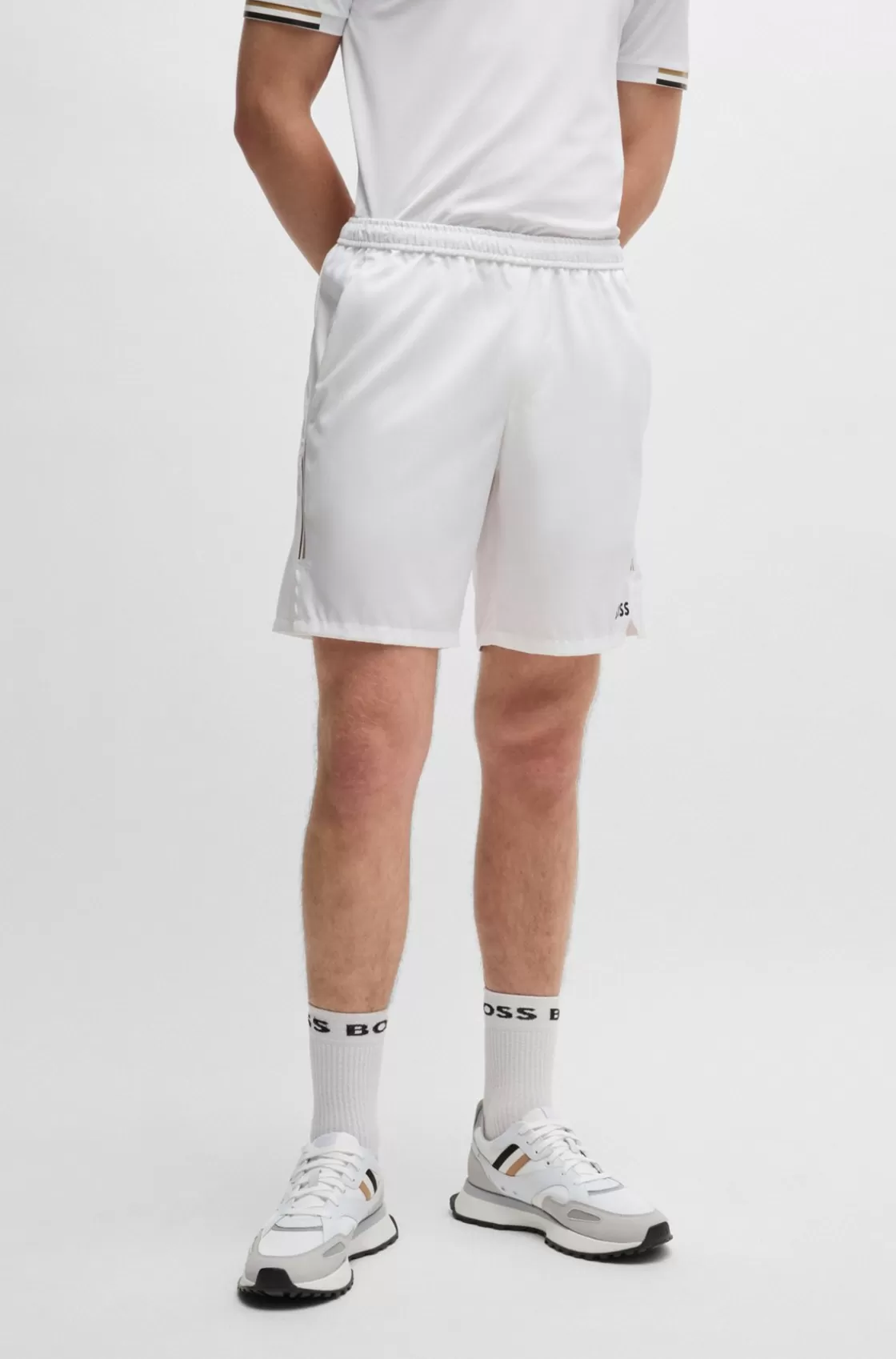 HUGO BOSS BOSS X Matteo Berrettini Water-repellent Shorts With Logo Print White Fashion