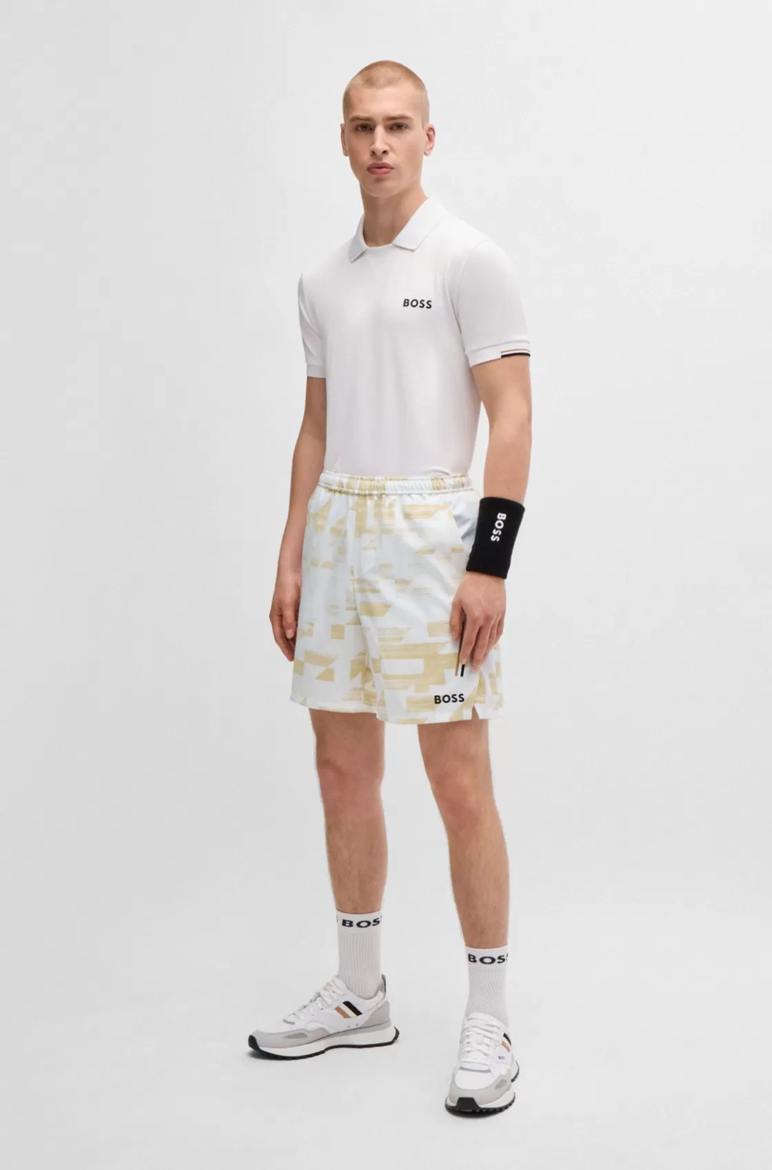 HUGO BOSS BOSS X Matteo Berrettini Water-repellent Shorts With Logo Print White Online