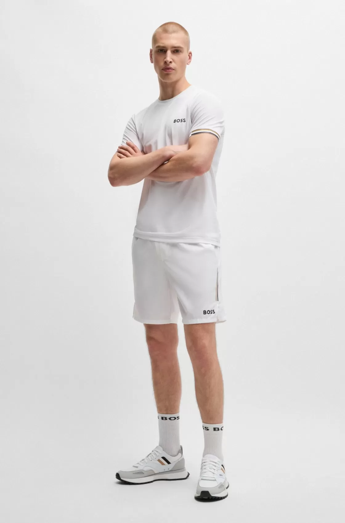 HUGO BOSS BOSS X Matteo Berrettini Water-repellent Shorts With Logo Print White Fashion