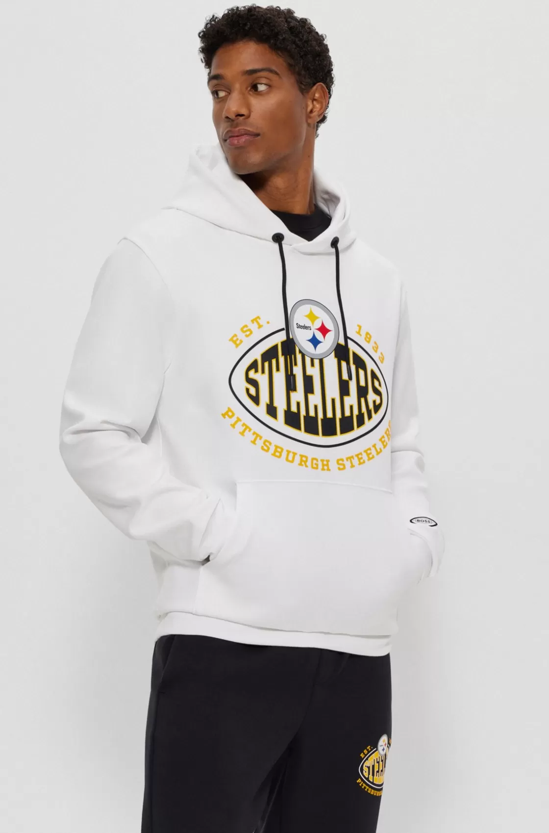 HUGO BOSS BOSS X NFL Cotton-blend Hoodie With Collaborative Branding Steelers Best