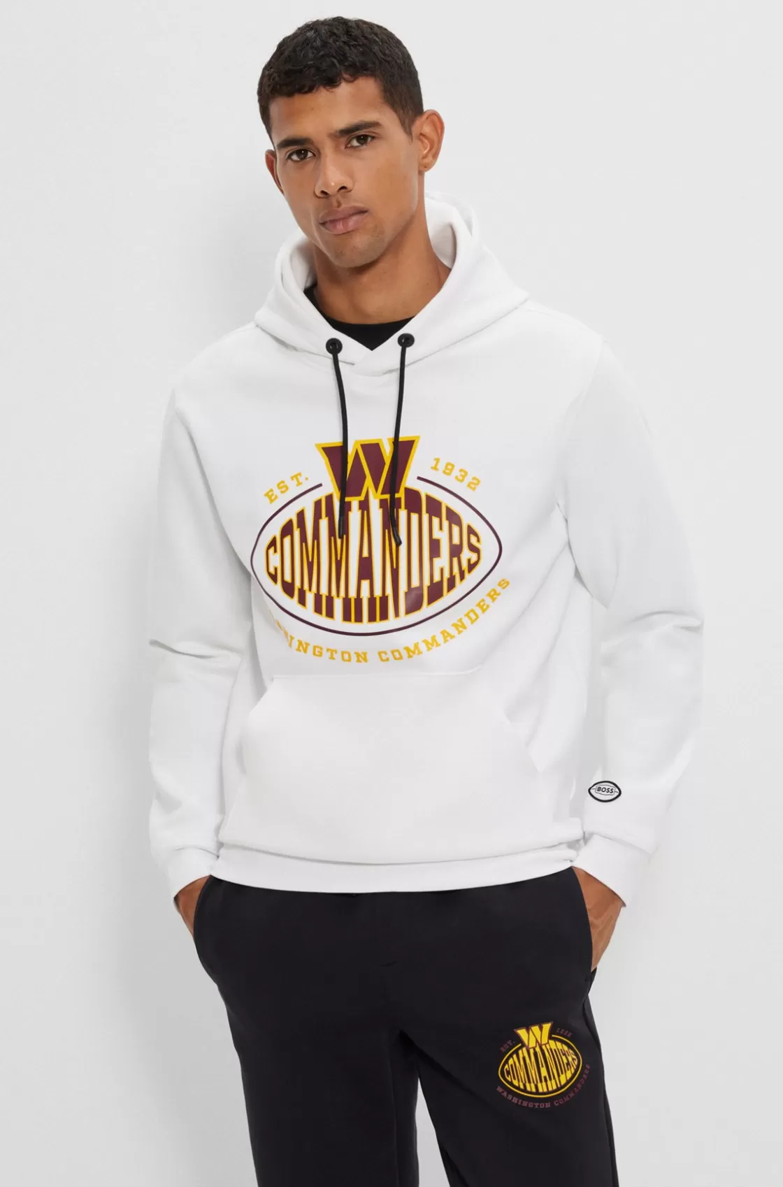 HUGO BOSS BOSS X NFL Cotton-blend Hoodie With Collaborative Branding Commanders New