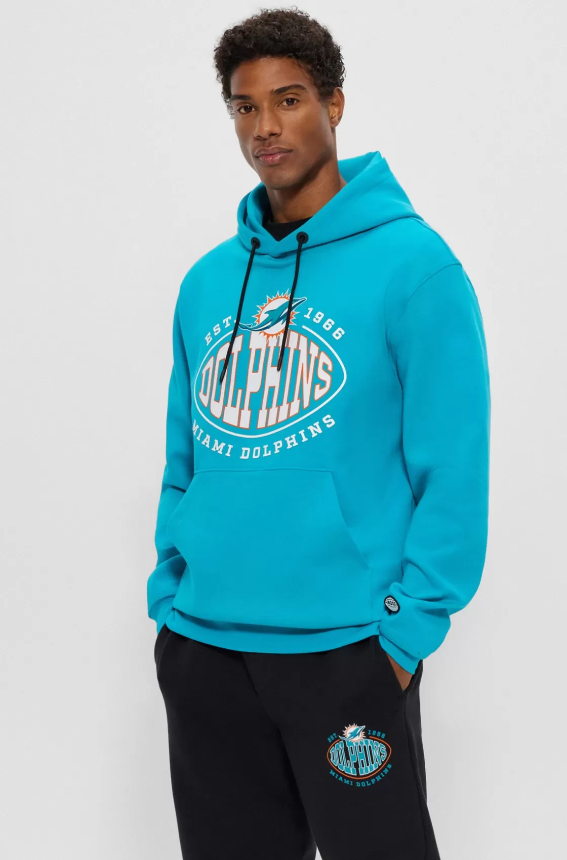 HUGO BOSS BOSS X NFL Cotton-blend Hoodie With Collaborative Branding Dolphins Hot