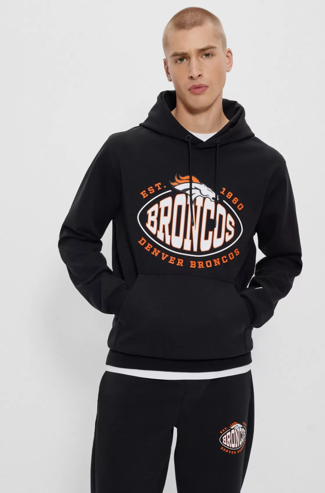 HUGO BOSS BOSS X NFL Cotton-blend Hoodie With Collaborative Branding Broncos Discount