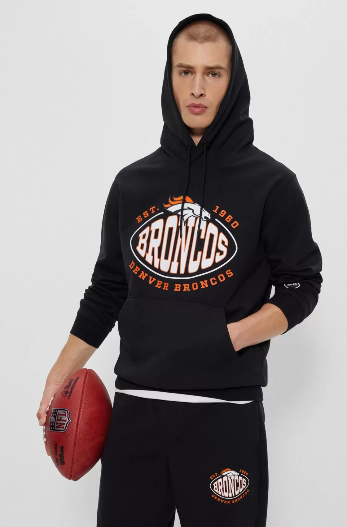 HUGO BOSS BOSS X NFL Cotton-blend Hoodie With Collaborative Branding Broncos Discount