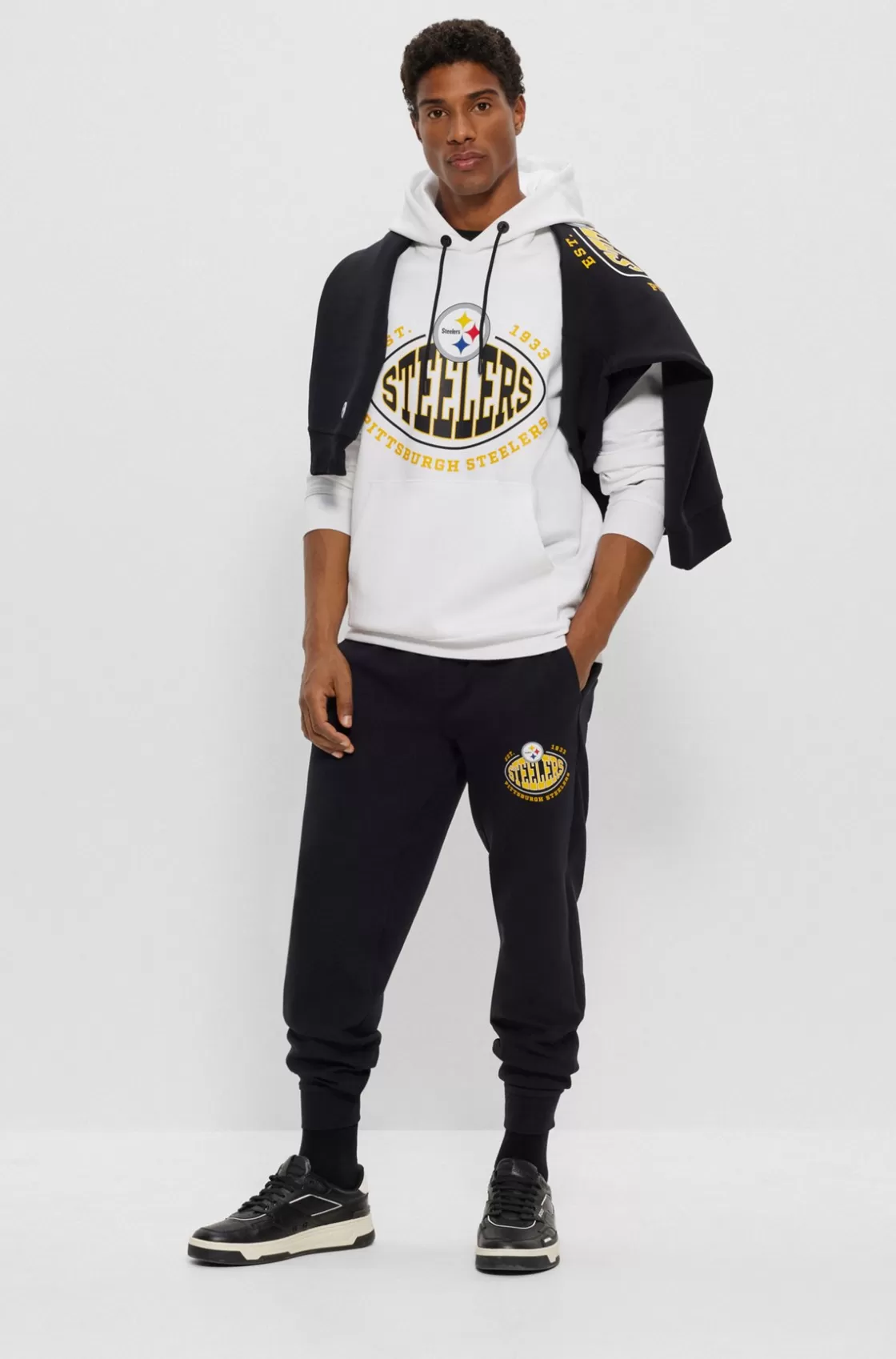 HUGO BOSS BOSS X NFL Cotton-blend Hoodie With Collaborative Branding Steelers Best