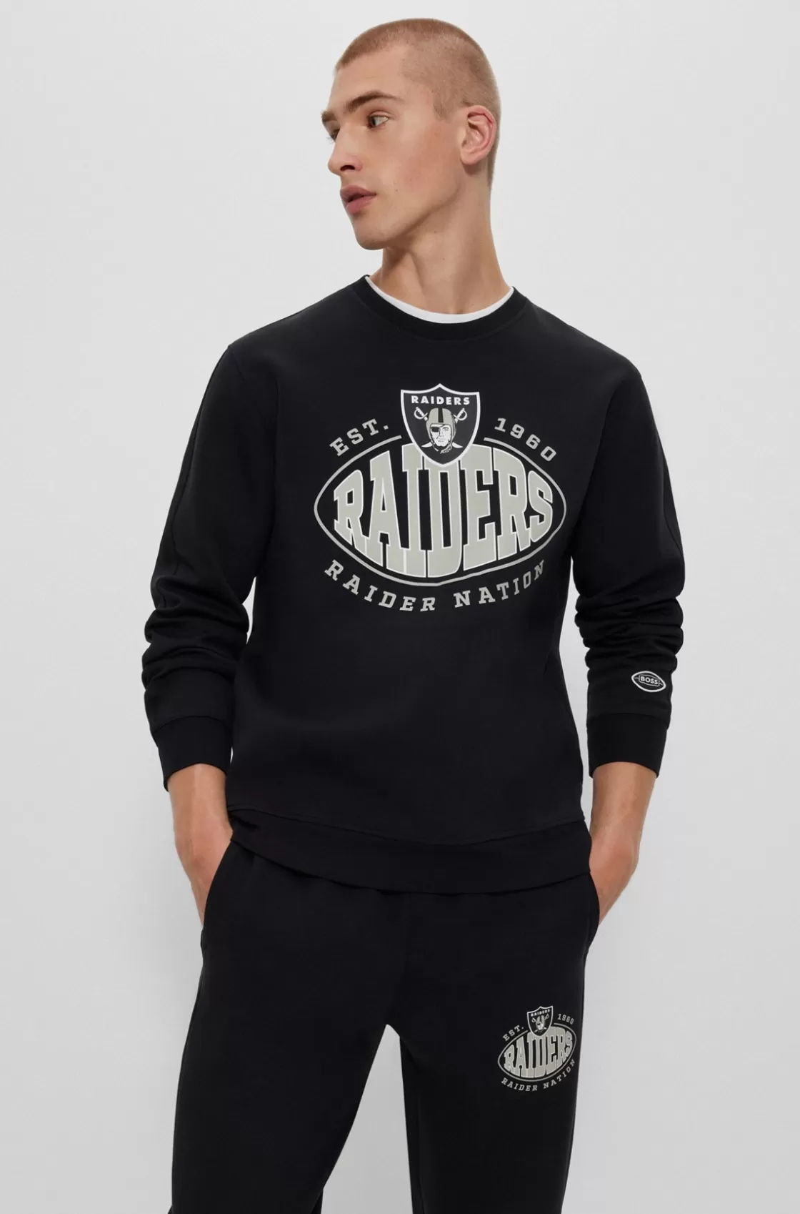 HUGO BOSS BOSS X NFL Cotton-blend Sweatshirt With Collaborative Branding Raiders Online