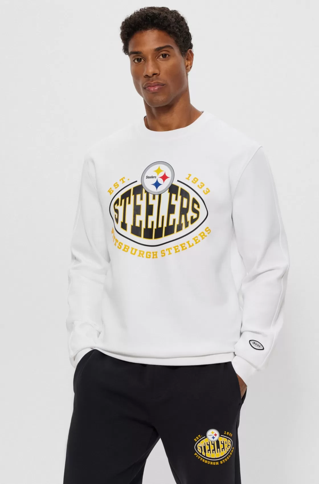 HUGO BOSS BOSS X NFL Cotton-blend Sweatshirt With Collaborative Branding Steelers Hot
