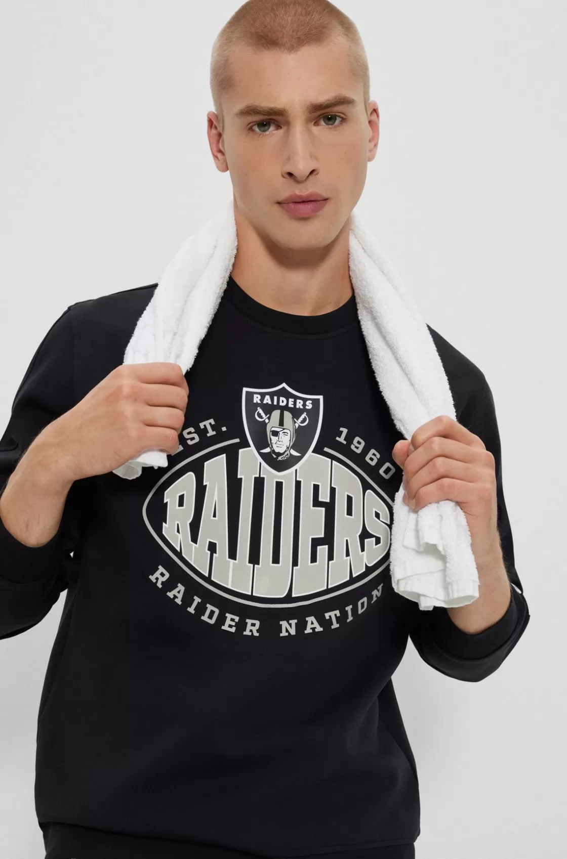 HUGO BOSS BOSS X NFL Cotton-blend Sweatshirt With Collaborative Branding Raiders Online
