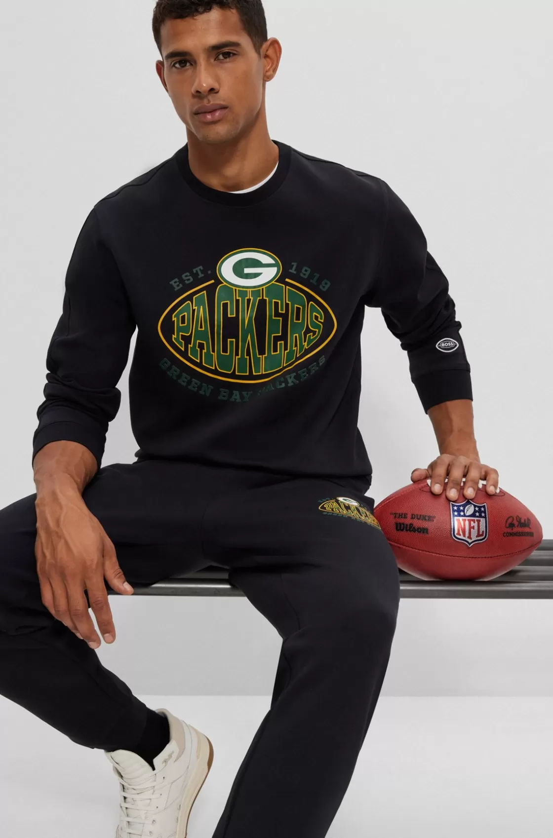 HUGO BOSS BOSS X NFL Cotton-blend Sweatshirt With Collaborative Branding Packers Flash Sale