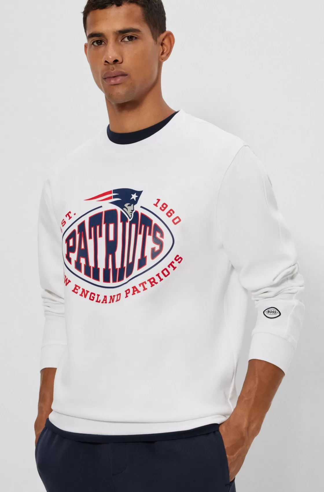 HUGO BOSS BOSS X NFL Cotton-blend Sweatshirt With Collaborative Branding Patriots Clearance