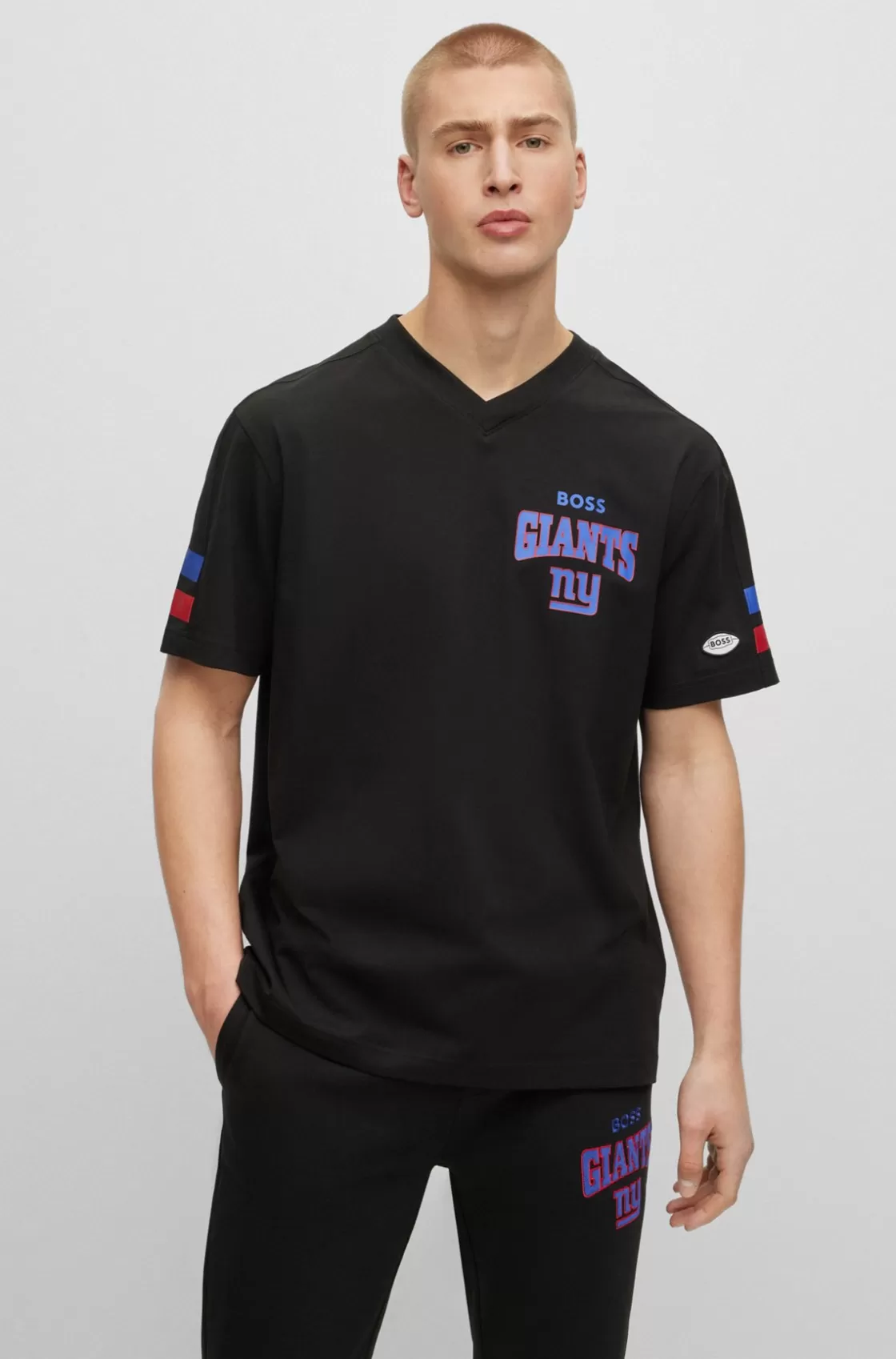 HUGO BOSS BOSS X NFL Cotton-blend T-shirt With Collaborative Branding Giants Clearance
