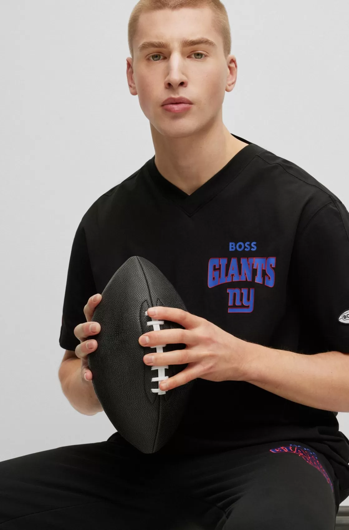 HUGO BOSS BOSS X NFL Cotton-blend T-shirt With Collaborative Branding Giants Clearance