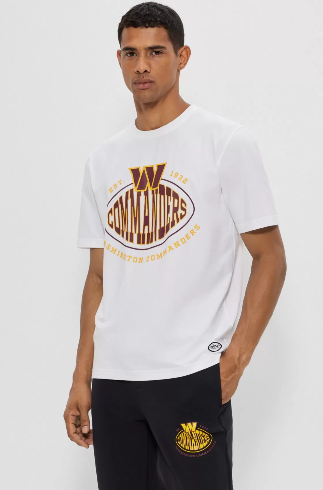 HUGO BOSS BOSS X NFL Stretch-cotton T-shirt With Collaborative Branding Commanders Cheap