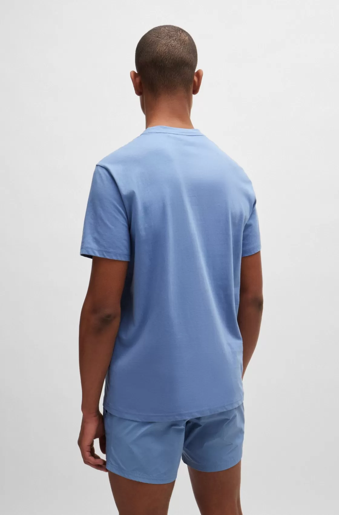 HUGO BOSS Cotton-jersey Regular-fit T-shirt With SPF 50+ UV Protection Light Blue Cheap
