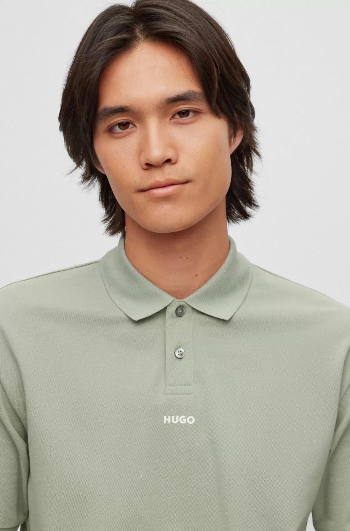 HUGO BOSS Cotton-piqué Polo Shirt With Logo Print Light Green Hot