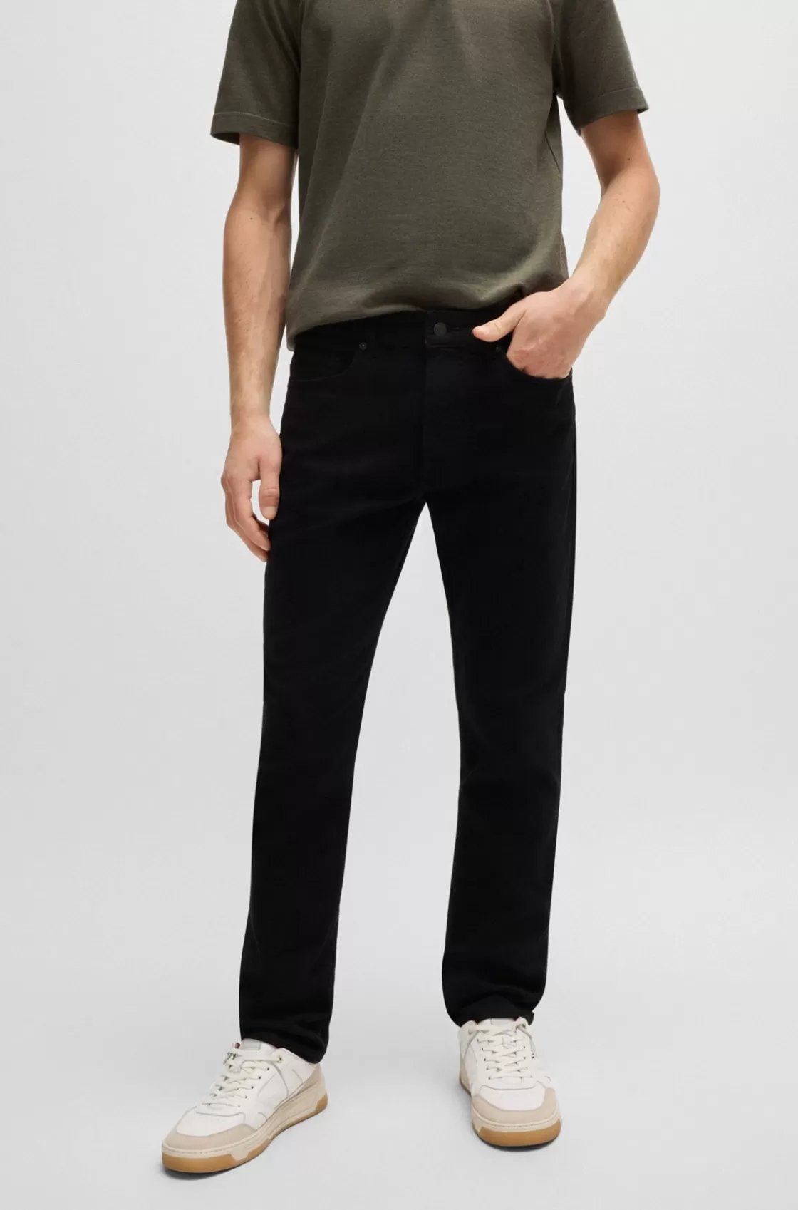 HUGO BOSS Delaware Slim-fit Jeans In Stay- Comfort-stretch Denim Black Flash Sale
