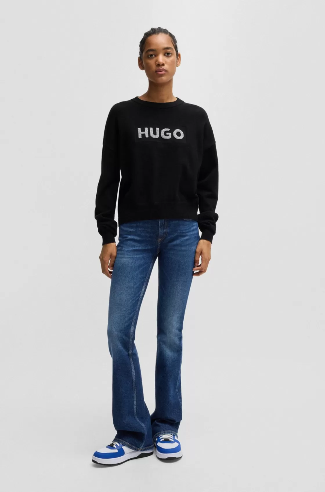 HUGO BOSS Flared Low-rise Jeans In Dark- Stretch Denim Blue Cheap