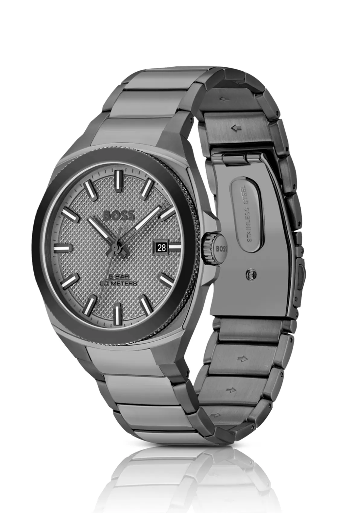 HUGO BOSS Gray Link-bracelet Watch With Tonal Guilloché Dial Assorted-Pre-Pack Discount
