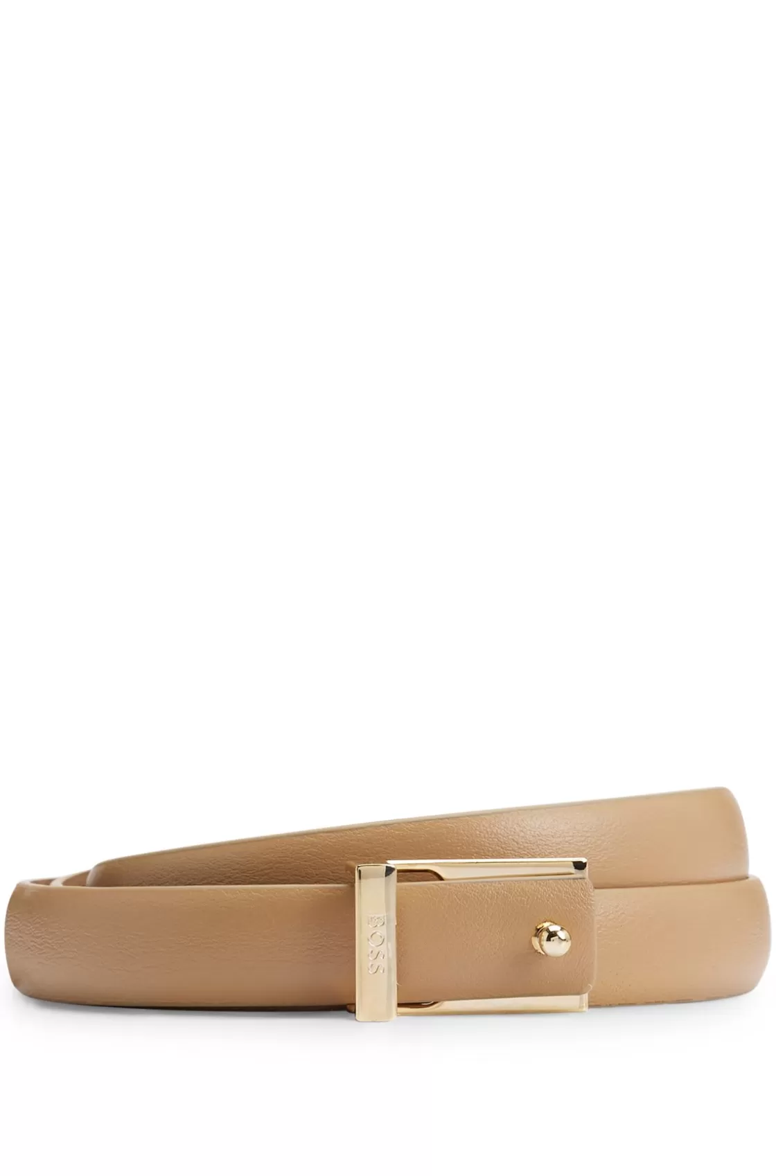 HUGO BOSS Italian-leather Belt With Logo Keeper Khaki Discount