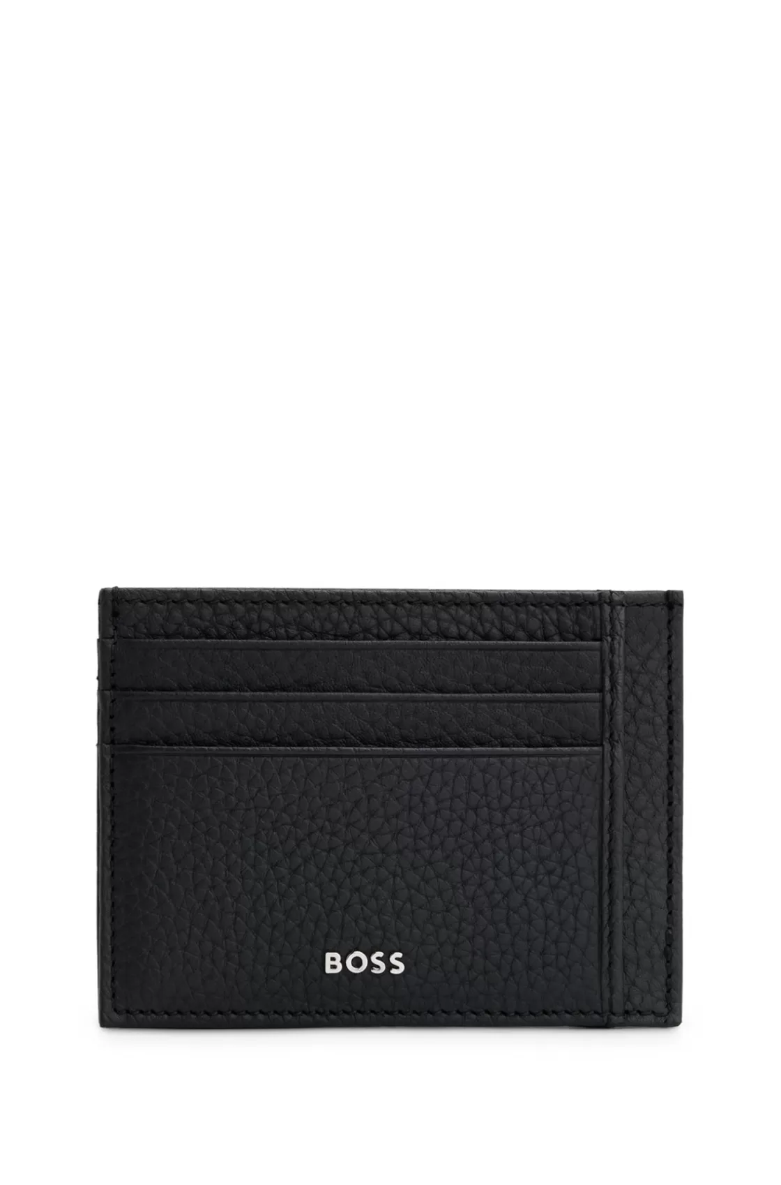 HUGO BOSS Italian-leather Card Holder With Logo Lettering Black Sale