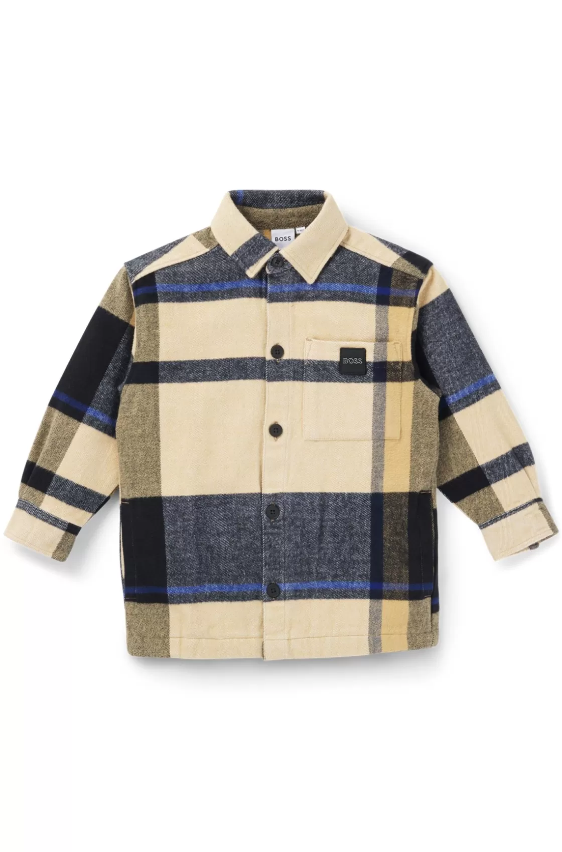 HUGO BOSS Kids' Checked-cotton Shirt With Branded Pocket Brown Best