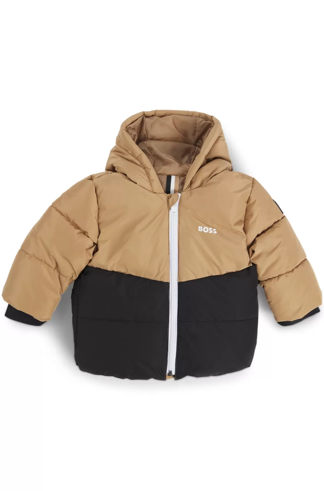 HUGO BOSS Kids' Hooded Color-block Jacket With Padding Brown Flash Sale