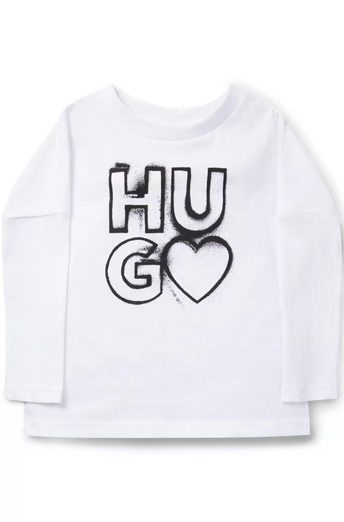 HUGO BOSS Kids' Long-sleeved T-shirt In Cotton With Logo Artwork White Clearance