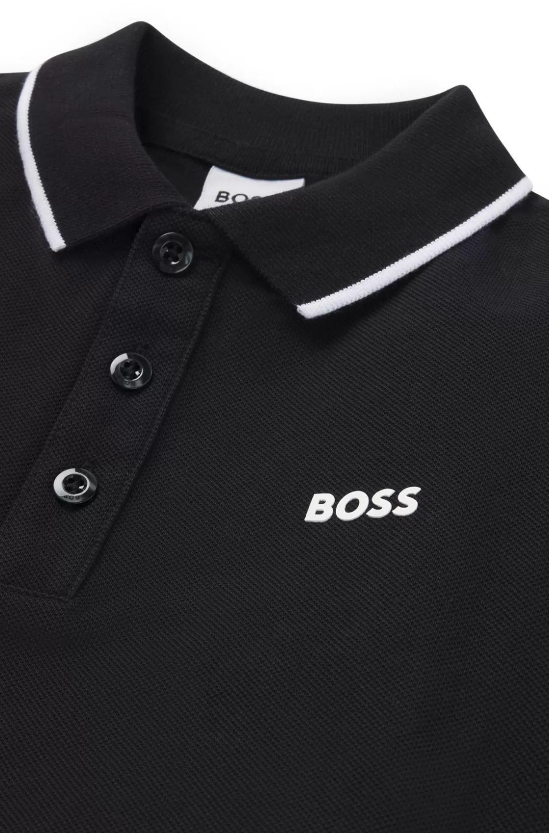 HUGO BOSS Kids' Polo Shirt In Cotton Piqué With Printed Logo Black Cheap