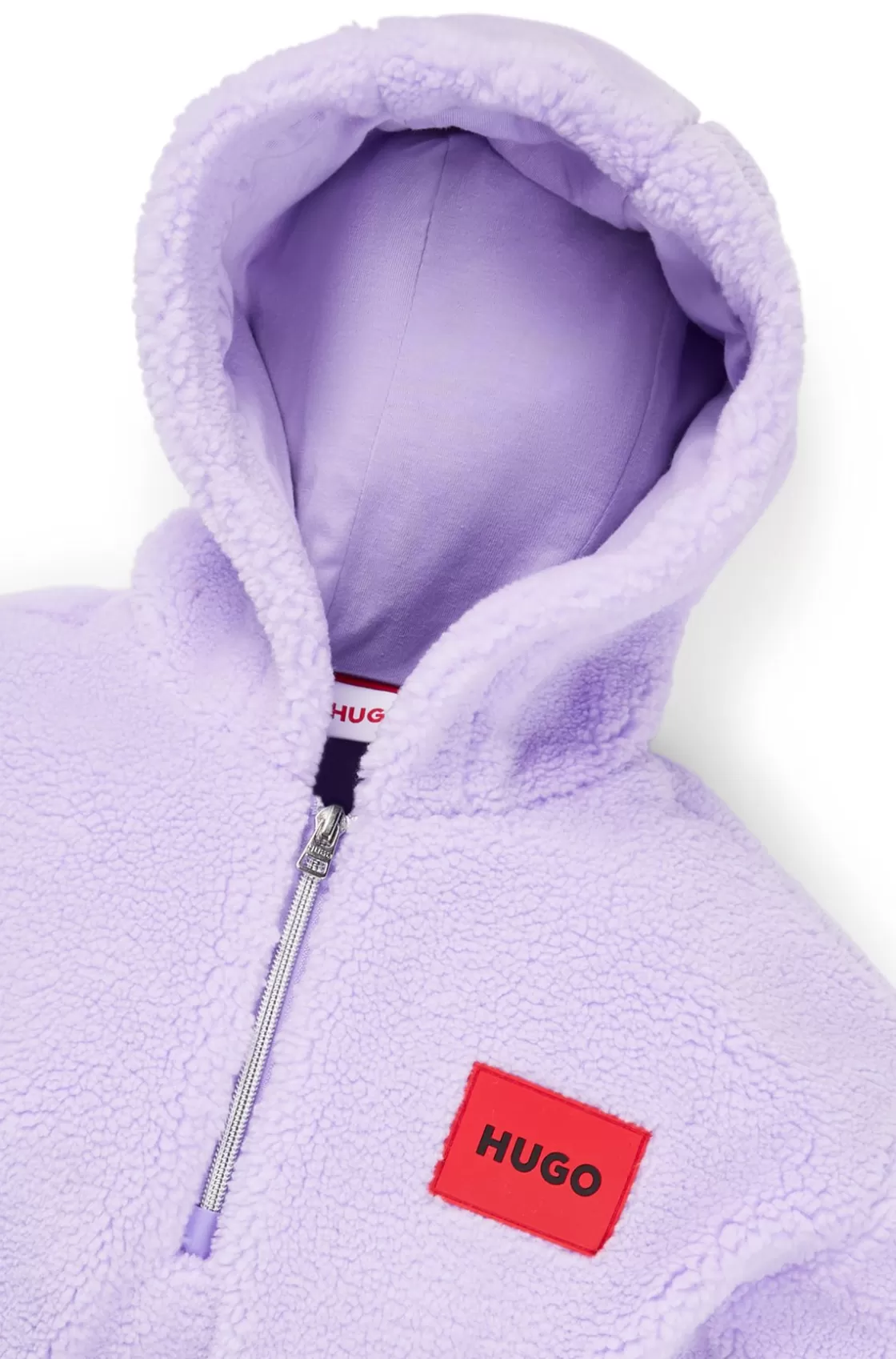HUGO BOSS Kids' Sherpa Hoodie With Embroidered Rear Logo Light Purple Cheap