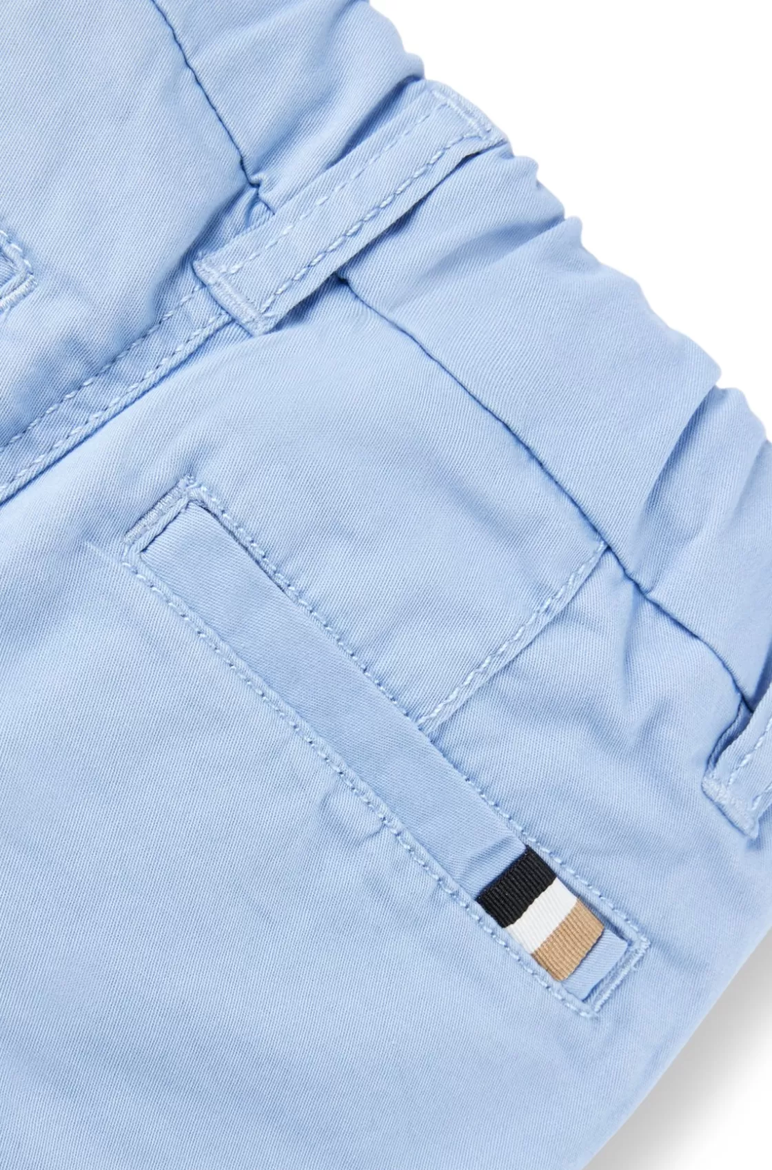 HUGO BOSS Kids' Shorts In Stretch Cotton With Branded Label Light Blue Discount