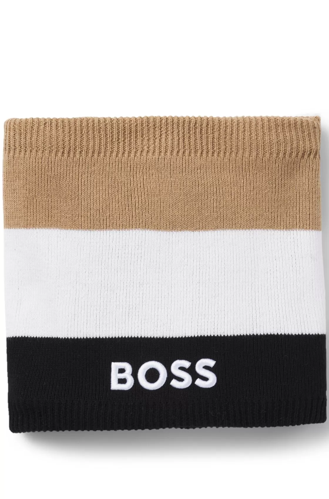 HUGO BOSS Kids' Snood With Signature Stripes And Embroidered Logo Black Fashion