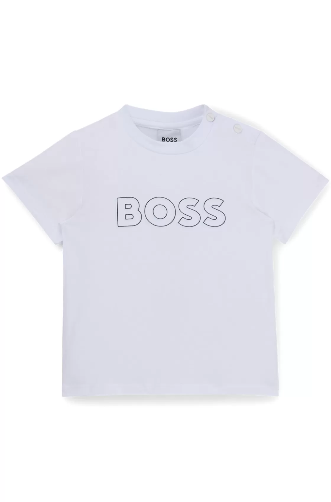 HUGO BOSS Kids' T-shirt In Cotton Jersey With Embossed Logo Print White Cheap
