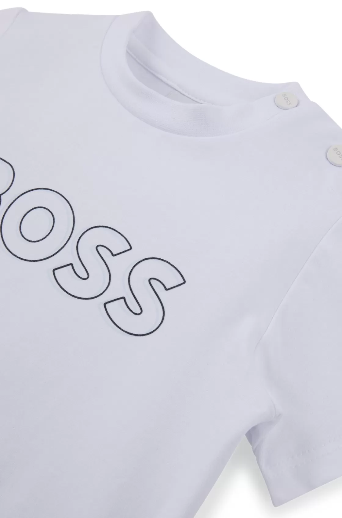 HUGO BOSS Kids' T-shirt In Cotton Jersey With Embossed Logo Print White Cheap