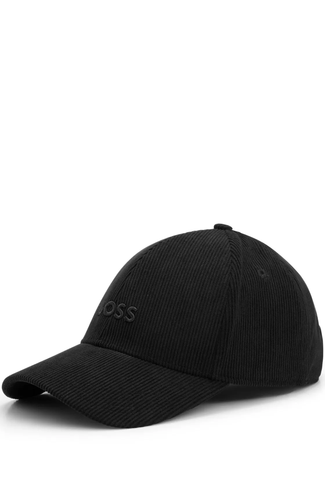 HUGO BOSS Logo-embroidered Cap In Baby Corduroy Black New