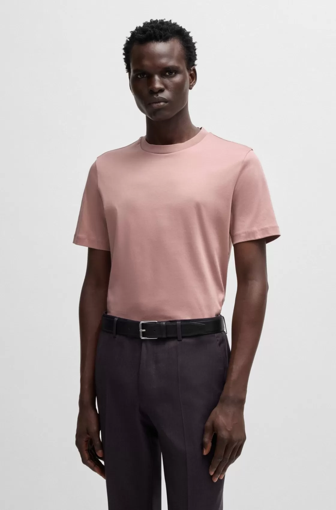 HUGO BOSS Mercerised-cotton T-shirt In A Regular Fit light pink New