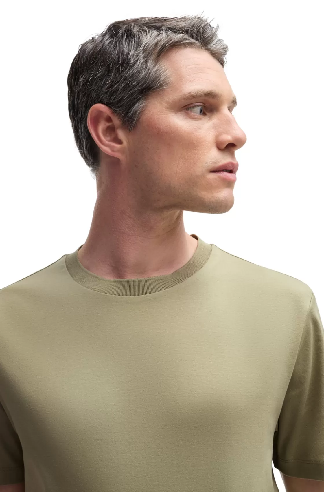 HUGO BOSS Mercerised-cotton T-shirt In A Regular Fit Light Green Store